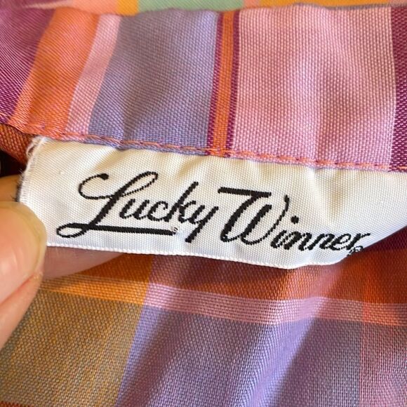 Vtg 70s Lucky Winner plaid smock blouse - Picture 7 of 8
